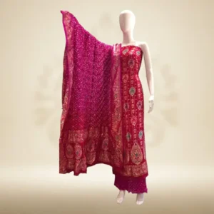 Banarasi meenakari bandhej designer heavy dress material – Famous fashion boutique in Hyderabad