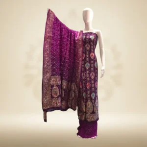 Banarasi meenakari Bandhej designer heavy dress material – Famous fashion boutique in Hyderabad