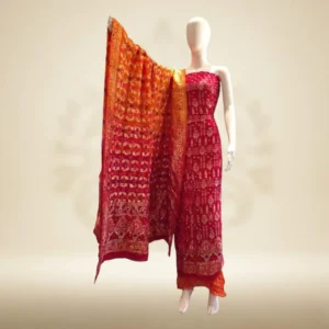 Banarasi meenakari Bandhej designer heavy dress material – Top fashion boutique in Hyderabad