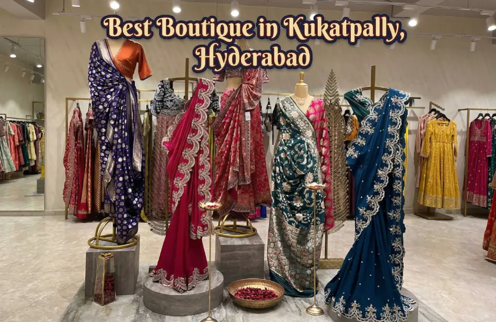 Top boutique Kukatpally Hyderabad with designer blouses, sarees, maggam work, and custom stitching designs