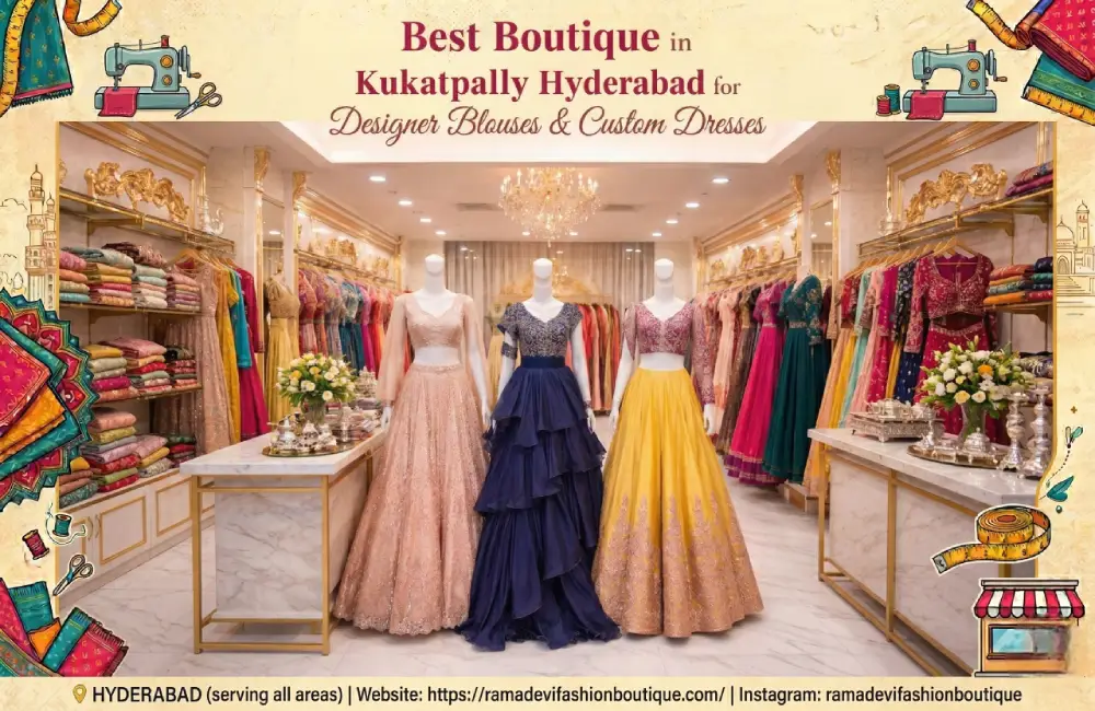 best boutique in Kukatpally Hyderabad for designer blouses and custom dresses with perfect fitting