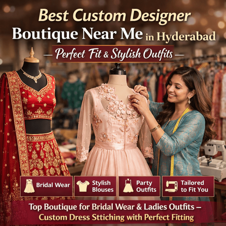 best custom designer boutique near me in Hyderabad with bridal wear and custom stitching