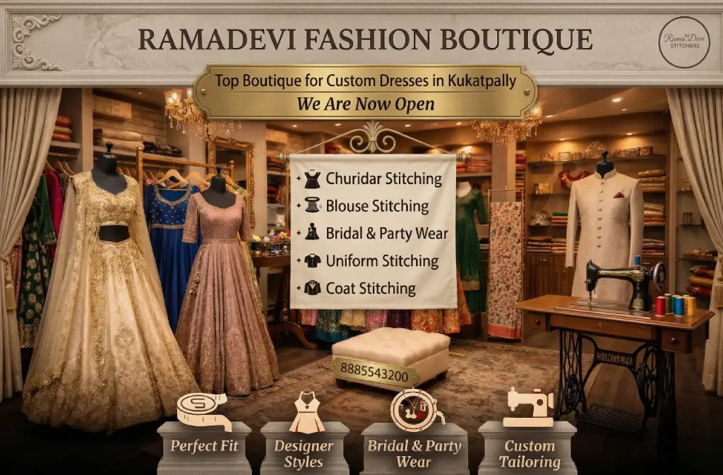 Best boutique in Kukatpally Hyderabad for designer blouses and stylish outfits with custom stitching