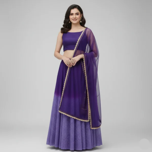 Purple double shaded lehenga