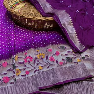 purple Dhupian silk Paithani Bandhej saree - Best Fashion Boutique in Hyderabad