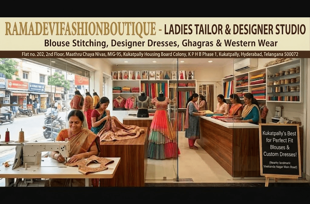 Best ladies tailor in Kukatpally for blouse stitching and designer dresses with perfect fitting